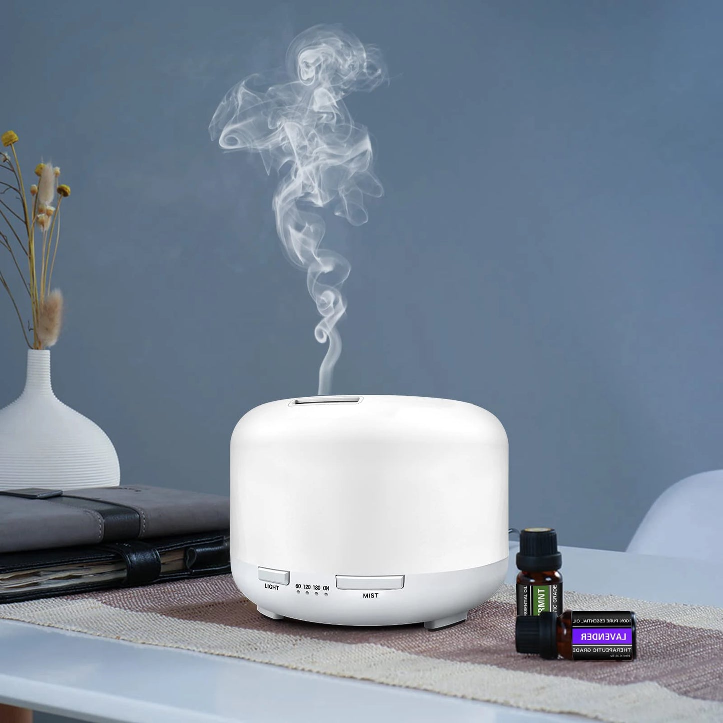 Diffuseur Arômes Design Bois 500ml — Télécommande, USB 5V & 4 Finitions Premium