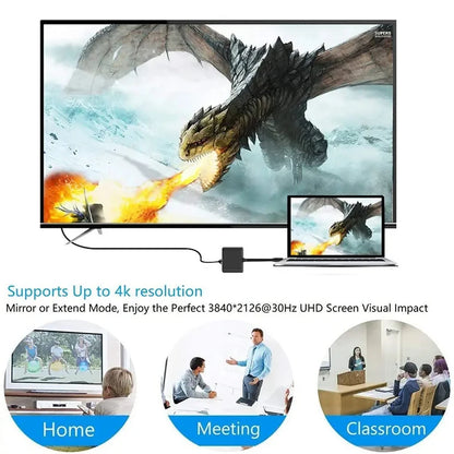 Adaptateur Hub USB-C 3 en 1 — HDMI 4K, USB 3.0 5Gbps, Charge USB-C | TechNova X