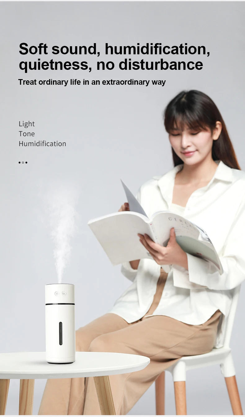 Humidificateur Diffuseur Sans Fil 260ml — Nano-Spray, Buse 90°, Veilleuse LED & Batterie 1000mAh