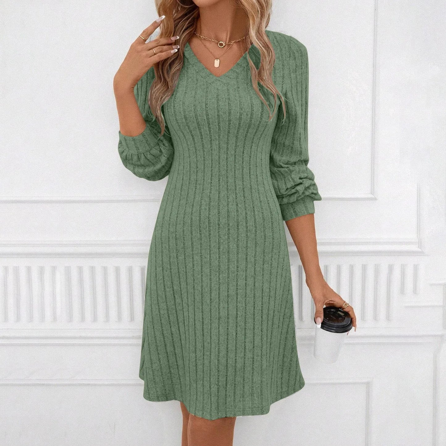 Robe Pull Femme — Col Rond, Manches Longues, Longueur Genou, 5 Coloris | TechNova X