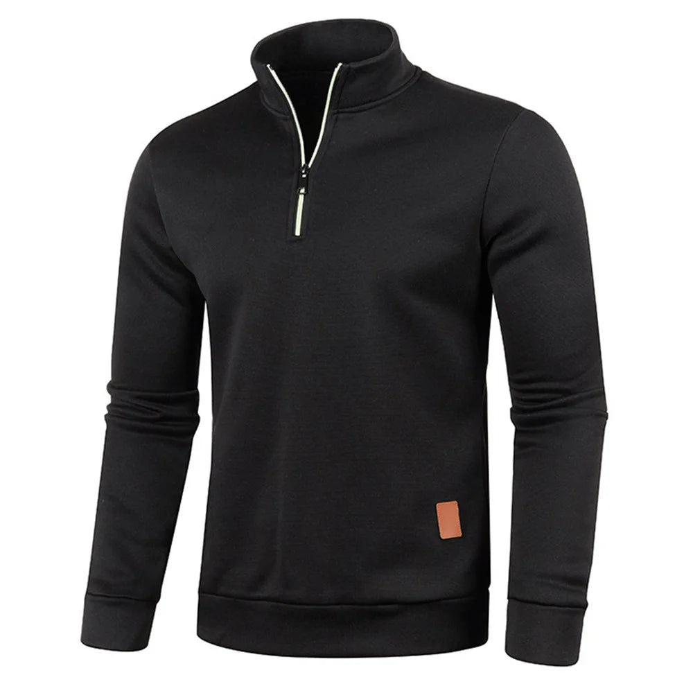 Pull Col Roulé Homme — Demi-Fermeture Éclair | Polyester Tricoté | Couleur Unie | Printemps Automne | 6 Coloris | M à 4XL