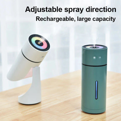 Humidificateur Diffuseur Sans Fil 260ml — Nano-Spray, Buse 90°, Veilleuse LED & Batterie 1000mAh