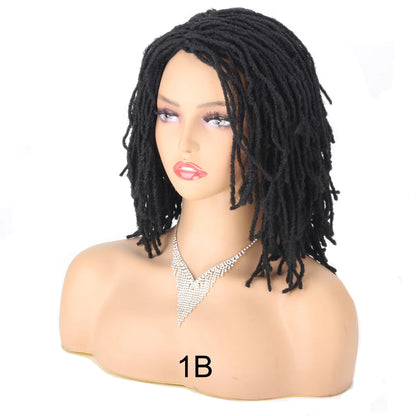 Perruque Synthétique Tressée pour Femme, Cheveux Courts, Bob, Noir, Blond, Rouge, Dreadlock, Déesse, Faux auxLocs, Bouclée, Twist, 10 Pouces