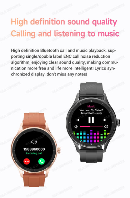 Montre Connectée Ola Esporte — OLED 1,44", BT 5.2, Suivi Santé Complet, Appels Bluetooth, Assistant Vocal, 5 Jours, 7 Styles | TechNova X