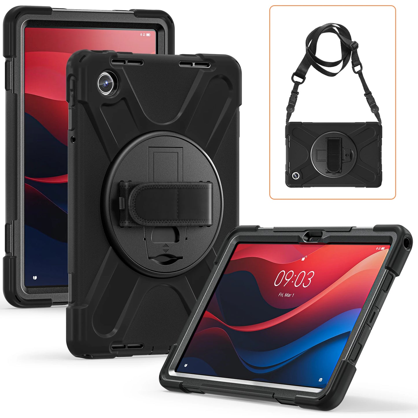 Pour Lenovo Xiaoxin Pad 2024 Tab M11 TB-330FU TB-331FC 11 pouces étui robuste housse hybride avec bandoulière antichoc Capa
