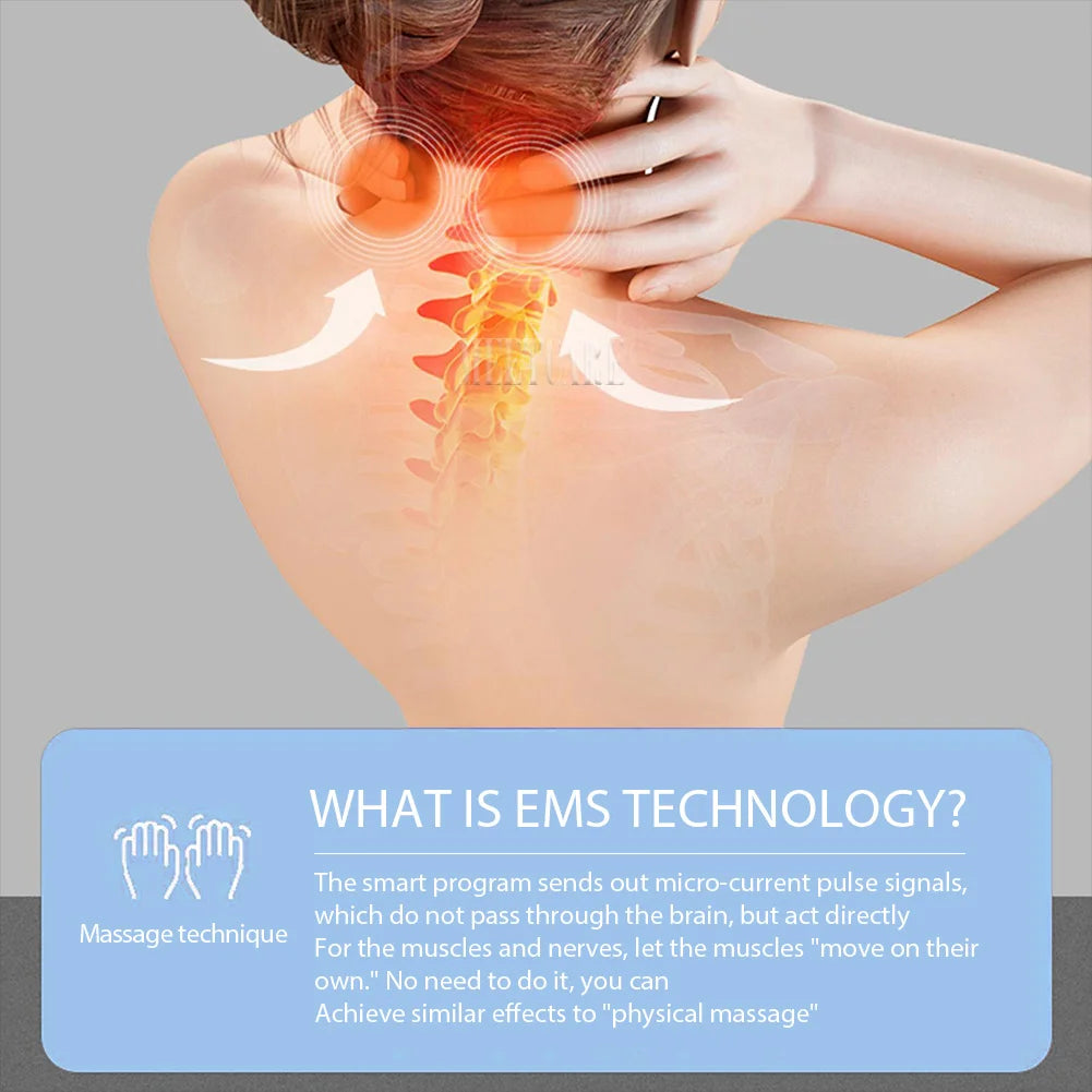 Masseur intelligent électrique TENS EMS pour le dos et le cou, 4 modes, pour la relaxation musculaire et la santé, outil de massage des épaules et cervicales