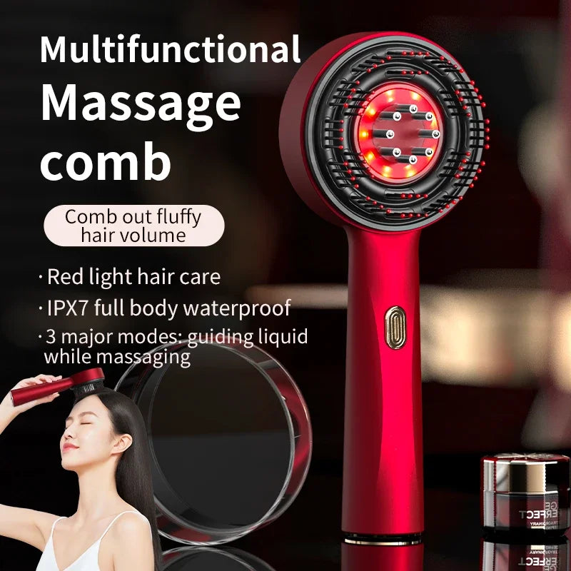Electric Massage Comb, Red Light Therapy, Vibration, Hair Growth, Scalp Brush, Anti-Hair Loss, Liquid Oil Applicator