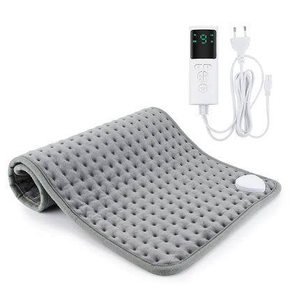 Coussin Chauffant Électrique 60x30cm — 10 Niveaux 30-70°C, Minuterie & Micro-Velours Lavable