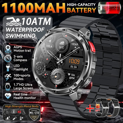 Smartwatch GPS GUHUAVMI T-Rex3 Pro 2026 — AMOLED 1,7", Batterie 1100mAh, 10 ATM, 100+ Modes Sport