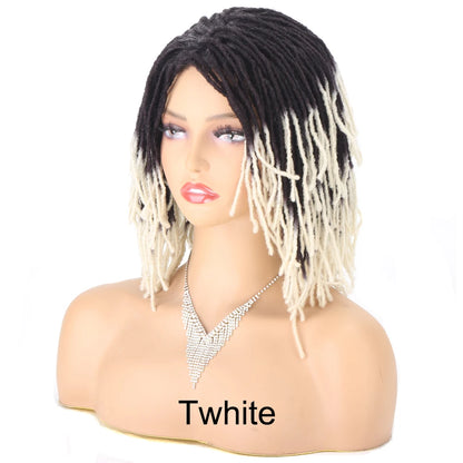 Perruque Synthétique Tressée pour Femme, Cheveux Courts, Bob, Noir, Blond, Rouge, Dreadlock, Déesse, Faux auxLocs, Bouclée, Twist, 10 Pouces