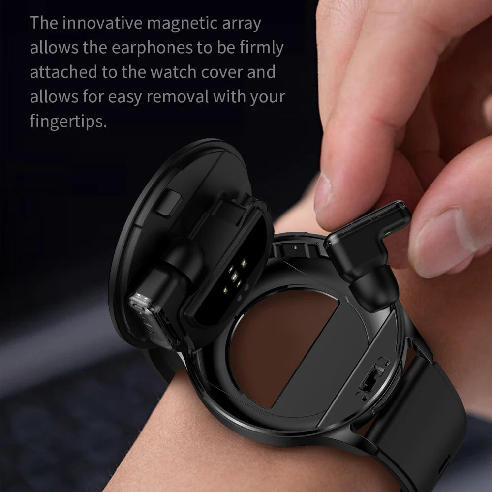 Montre Connectée 2-en-1 avec Écouteurs TWS Intégrés — Écran 1,39", IP67, BT 5.0, Suivi Santé Complet, 3 Coloris | TechNova X