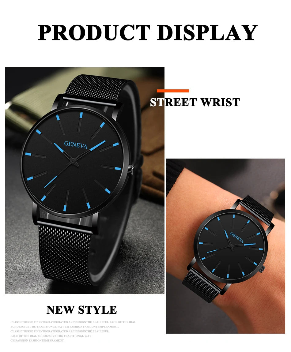 Montre Quartz Minimaliste Homme DIJANES KL959 — Ultra-Fine 8 mm, Bracelet Maille ou Cuir, Verre Hardlex, 9 Coloris | TechNova X
