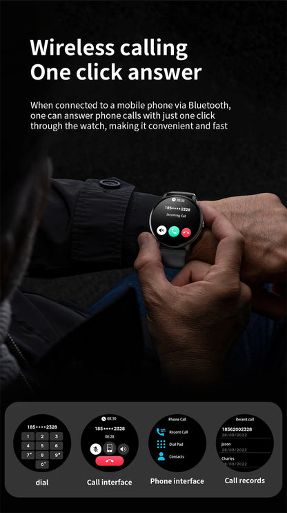 Smartwatch LIGE 2025 — Bluetooth 5.3, Écran 1,39", Santé 24h, IP68