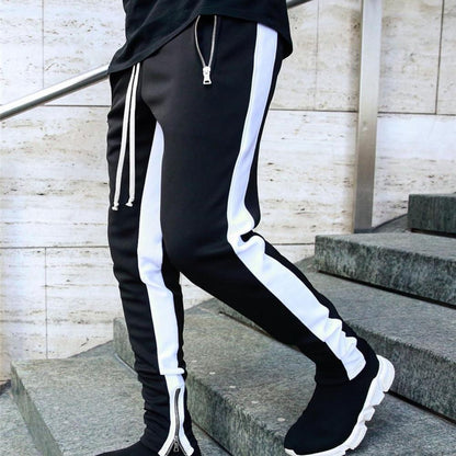 Pantalon de Survêtement Homme — Skinny | Taille Élastique & Cordon | Fermeture Éclair Latérale | Style Hip Hop | 5 Coloris | M–2XL