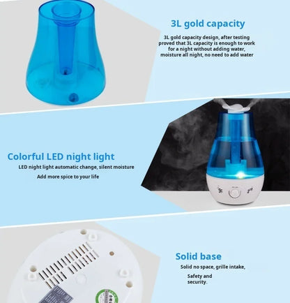 Humidificateur Ultrasonique 4L — Double Pulvérisation, Arrêt Auto & Contrôle Tactile