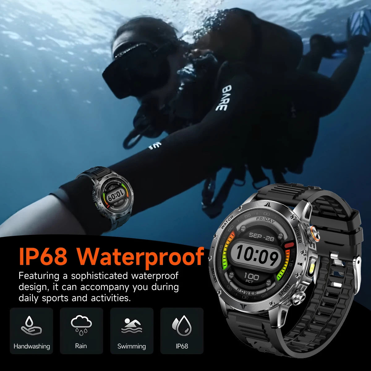 Militaire 1000mAh grande batterie montre intelligente numérique Bluetooth appel sport Smartwatch électronique montres pour homme Android 2026 nouveau