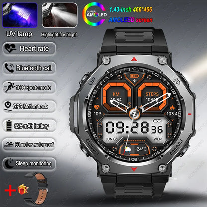 Montre Connectée Sport ZYKEXUAN T-Rex3 — AMOLED 1,43", Étanche 10 ATM, Boussole, Altimètre, 100+ Sports, 13 Coloris | TechNova X