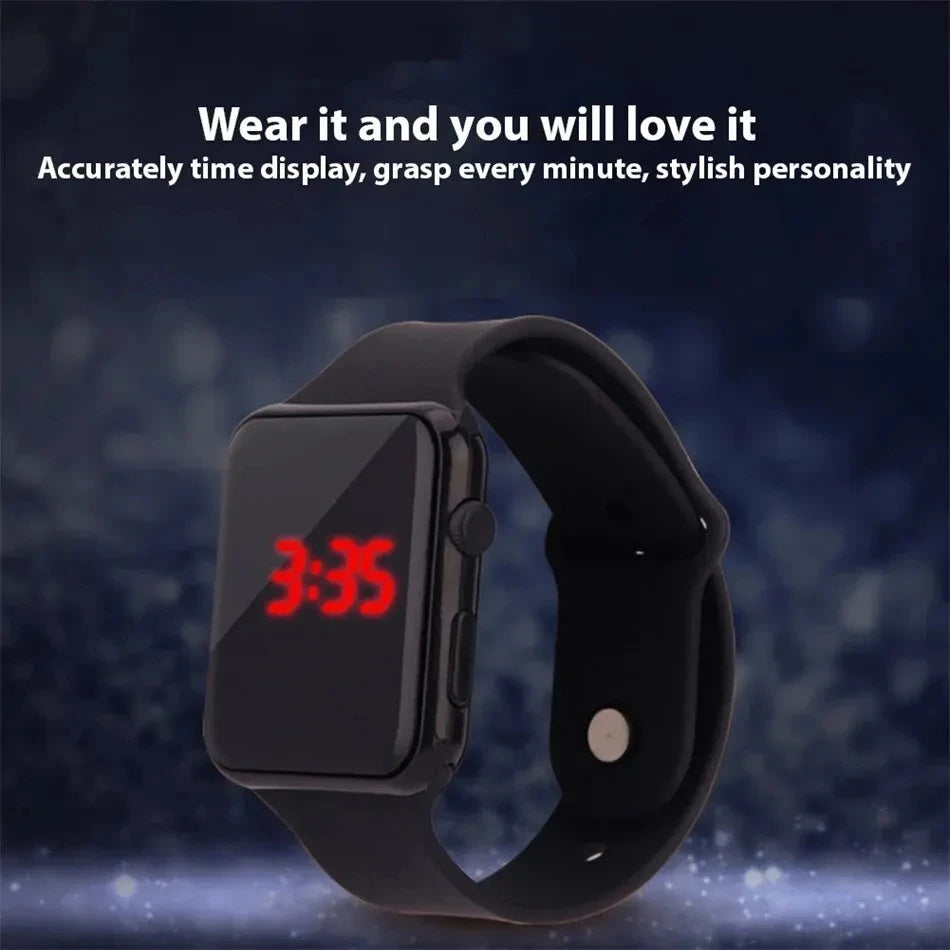 Montre Digitale LED Sport CK1500 — Bracelet Silicone, Cadran Rectangle, Unisexe