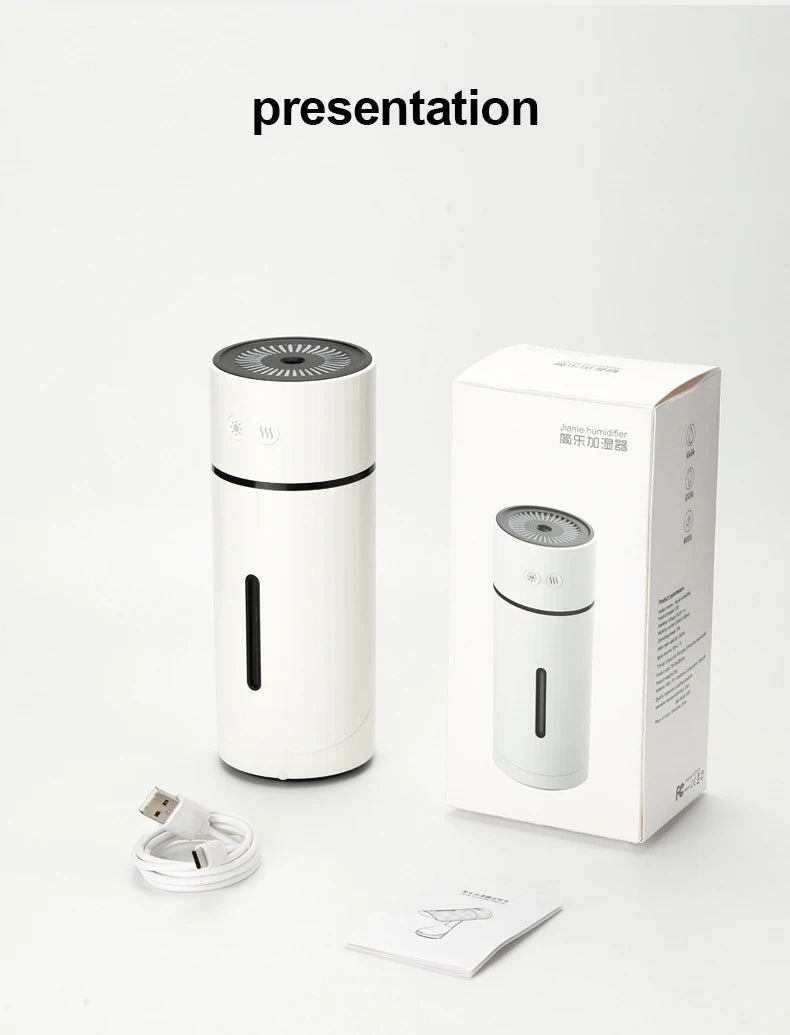Humidificateur Diffuseur Sans Fil 260ml — Nano-Spray, Buse 90°, Veilleuse LED & Batterie 1000mAh