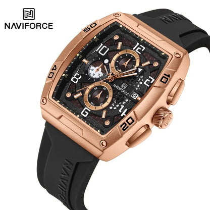 Montre Quartz Sport Homme NAVIFORCE NF8052 — Grand Cadran 44 mm, Chronographe, Aiguilles Lumineuses, Bracelet Silicone, 13 Coloris | TechNova X