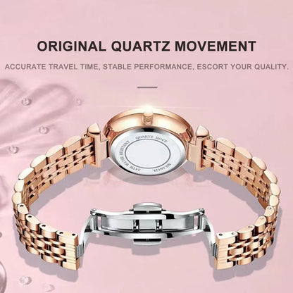 Montre Femme Quartz POEDAGAR 3012 — Acier Inoxydable, Aiguilles Lumineuses, Date & Jour, 3 ATM