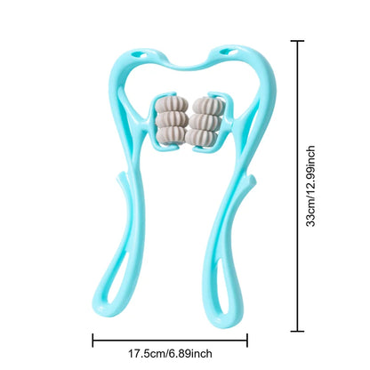 Manual massager for the spine, neck, shoulders, and back, handheld kneading massage device for at-home relaxation