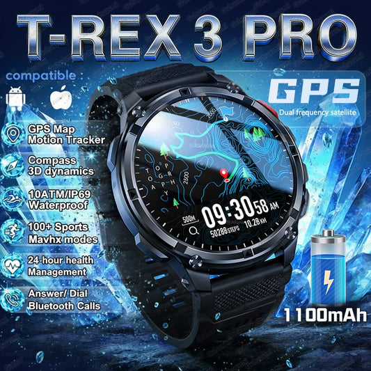 Smartwatch GPS GUHUAVMI T-Rex3 Pro 2026 — AMOLED 1,7", Batterie 1100mAh, 10 ATM, 100+ Modes Sport