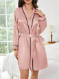 Robe de Nuit Courte Couleur Unie Femme — Peignoir Décontracté Été
