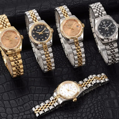 Montre Femme Luxe Diamant — Quartz Acier Inoxydable, Étanche 5 ATM