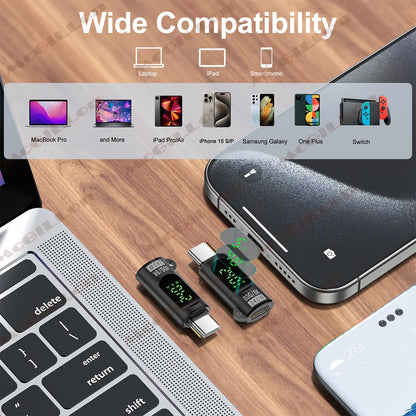 Adaptateur USB 4.0 Type C avec affichage numérique PD240W 80Gbps 8K @ 60Hz, adaptateur USB C mâle vers femelle pour Macbook iPhone Samsung Xiaomi