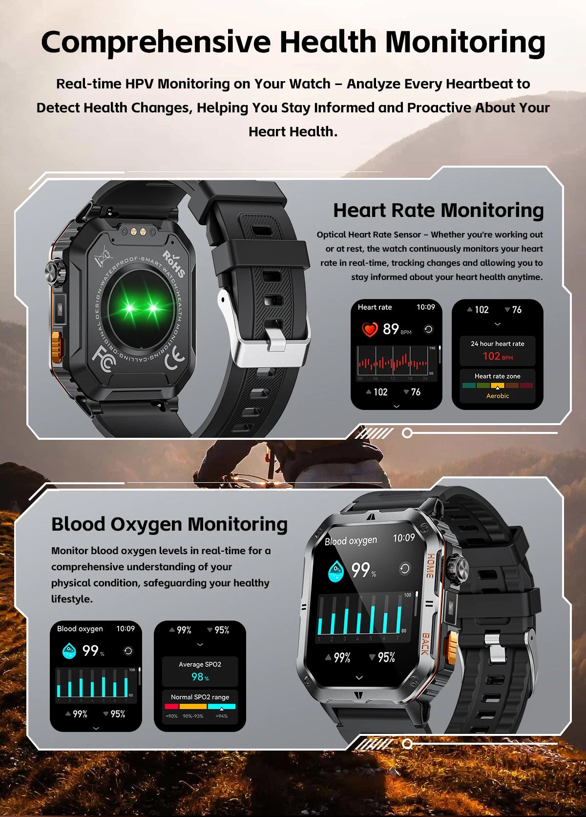Montre Connectée Sport MT62 — Écran 2,01", Étanche 3 ATM, Batterie 1000 mAh, Bluetooth 5.3, 4 Coloris | TechNova X