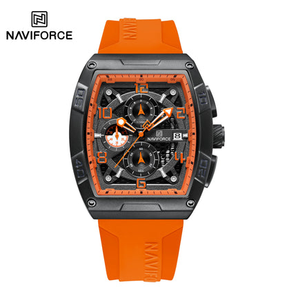 Montre Quartz Sport Homme NAVIFORCE NF8052 — Grand Cadran 44 mm, Chronographe, Aiguilles Lumineuses, Bracelet Silicone, 13 Coloris | TechNova X