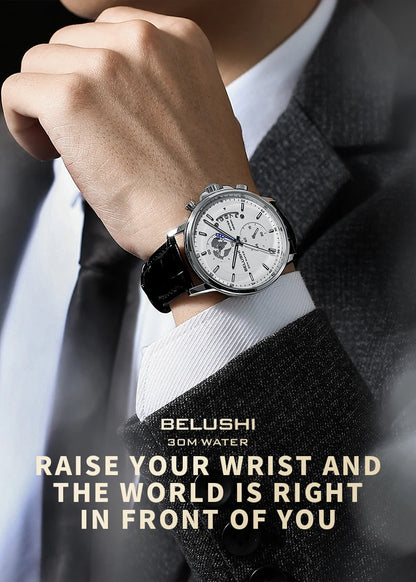 Montre Homme CHENXI B-576 — Chronographe Quartz, Bracelet Cuir, Aiguilles Lumineuses
