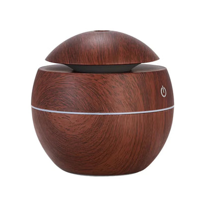 Humidificateur Sphérique Design Bois 130ml — Aromathérapie, 5h Autonomie & Micro-USB