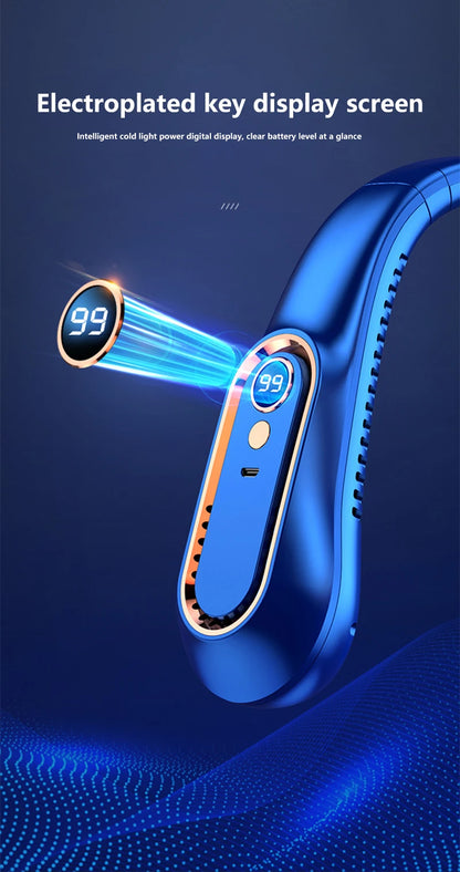Ventilateur de Cou Sans Pales 7000mAh — Affichage LED, Minuterie 2-8h & Rechargeable USB