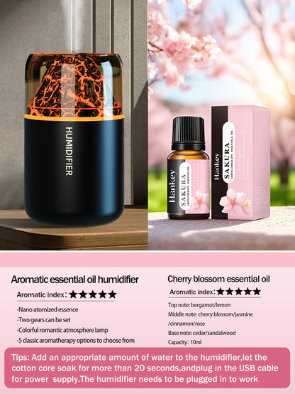 Diffuseur Aromathérapie USB Volcanique — Humidificateur & Veilleuse Colorée