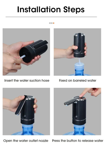 Pompe à Eau Électrique Pliable Rechargeable USB — 1200mAh, Matériau Alimentaire & 1 Semaine d'Autonomie