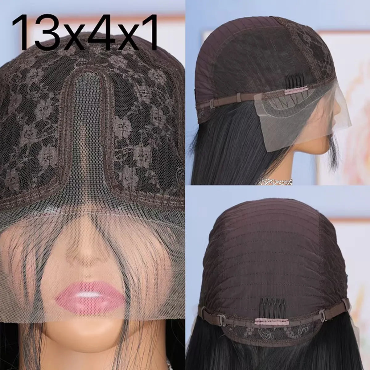 Perruque Lace Front Wig synthétique transparente, Deep Wave, douce, 13x4x1, pre-plucked, nœuds décolorés, sans colle, pour femmes noires, Cosplay, fête quotidienne