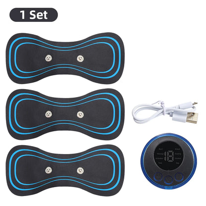 EMS Electric Neck Massager, Muscle Massage Stimulator, Low-Frequency Instrument, Patches for Back, Neck, and Calves, Mini Device for Joint Pain