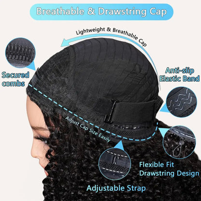Perruque Mi-Tête Jerry Curl UVEOUS — Cheveux Humains Brésiliens Remy, Sans Colle, 3 Densités, 16-28 Pouces