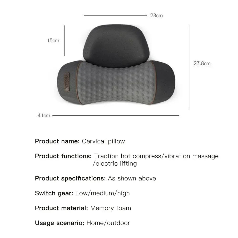 Masseur électrique pour le cou, oreiller cervical chauffant avec interrupteur, soutien du sommeil et du cou, soins de la colonne vertébrale