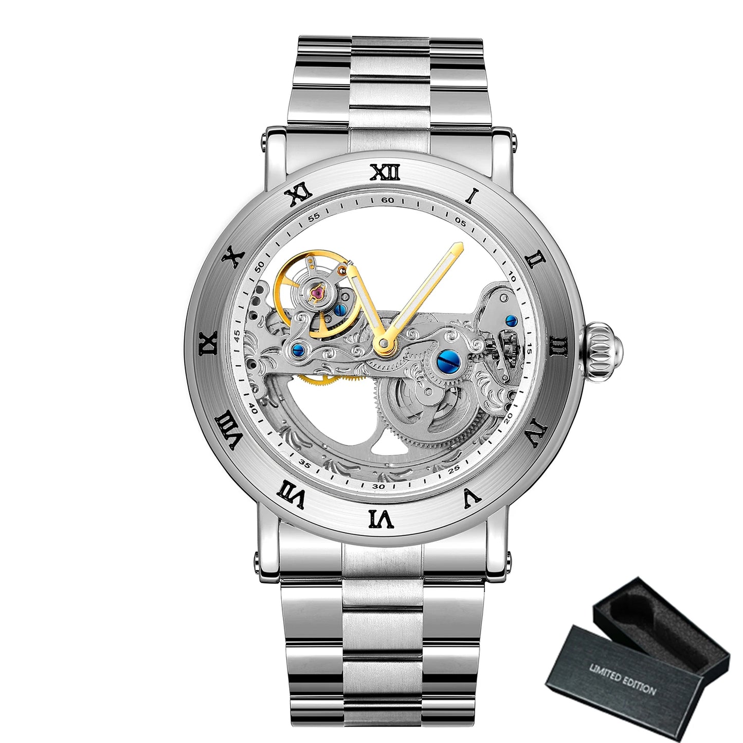 Montre Mécanique Automatique Squelette FORSINING FS134 — Aiguilles Lumineuses, Bracelet Cuir ou Acier