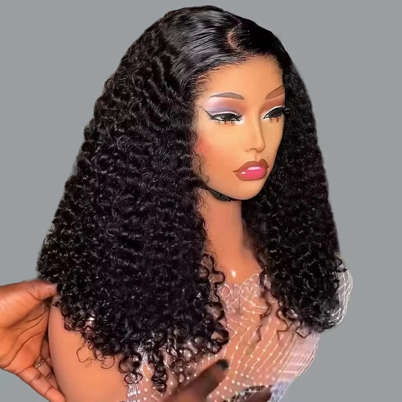 Vague profonde 13x4 dentelle frontale Bob perruque 200% densité perruques de cheveux humains brésilien pré plumé cheveux vierges vague d'eau Invisible dentelle perruque