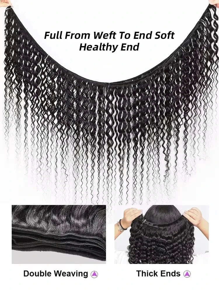 Paquets Cheveux Humains Remy Brésiliens UVEOUS 15A — Jerry Curly Vierge 100% Non Traités, 8-42 Pouces, Couleur Naturelle | TechNova X