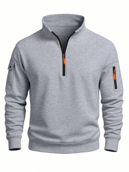 Sweat-Shirt Homme Demi-Zip Col Haut — Sport Décontracté, Coupe-Vent | Automne-Hiver