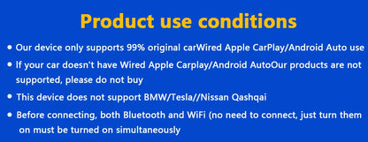 XUDA Android14 sans fil CarPlay/Android Auto 3in1 nouveau CarPlay Ai Box 4 cœurs 4GB RAM + 64GB ROM Plug and Play Transmission Stable