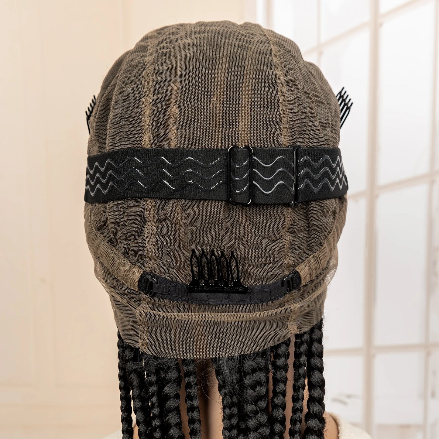 Perruque tressée synthétique pleine dentelle Cornrow Box 34 pouces dentelle frontale Crochet déesse tresses perruque pour les femmes noires africaines