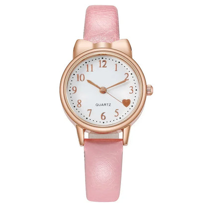 Montre Quartz Enfant Fille — Cadran Cœur, Bracelet Cuir, 5 Coloris + Option Bracelet Assorti | TechNova X