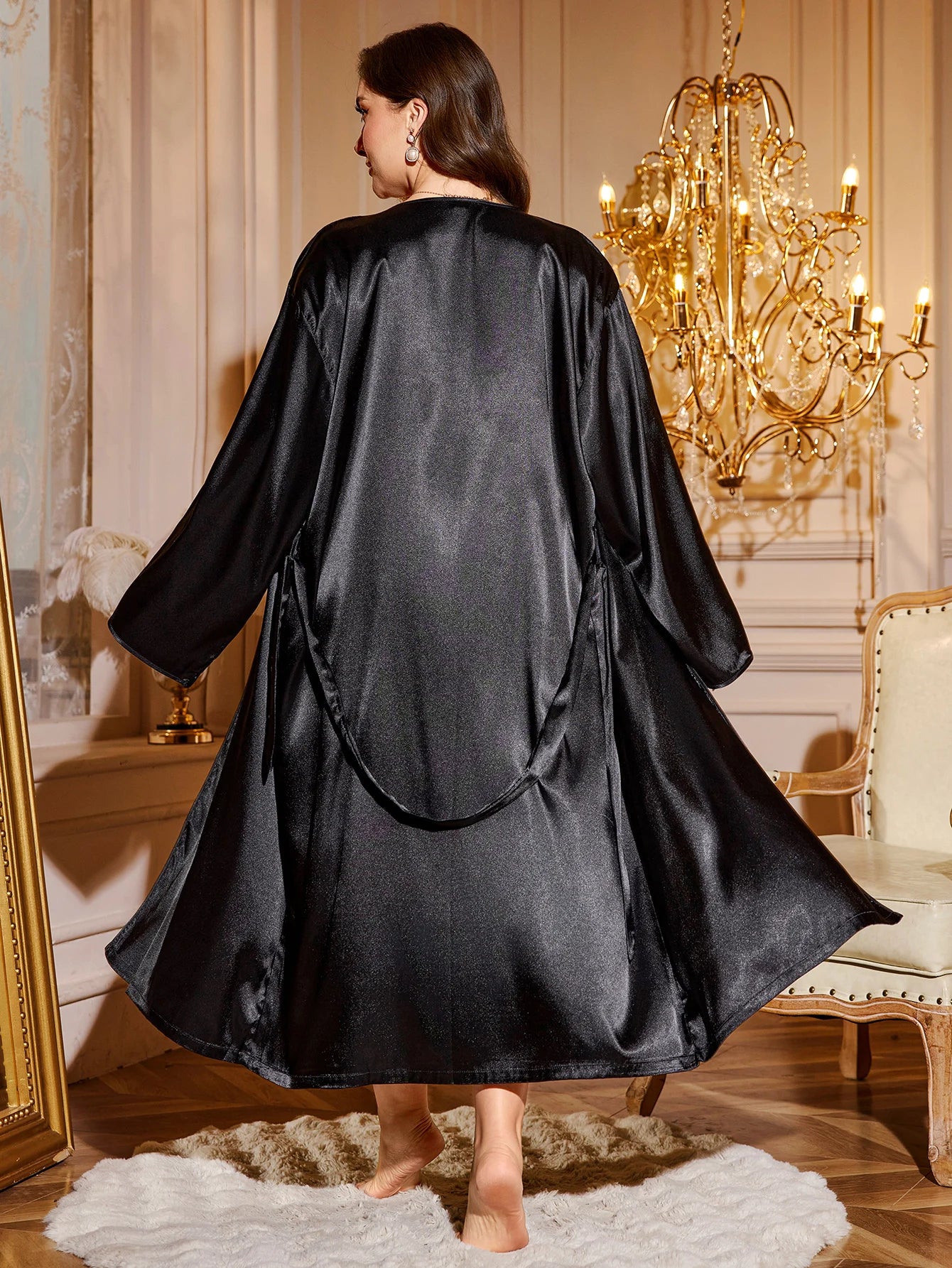 Ensemble Pyjama 2 Pièces Grande Taille — Robe de Nuit Élégante Femme