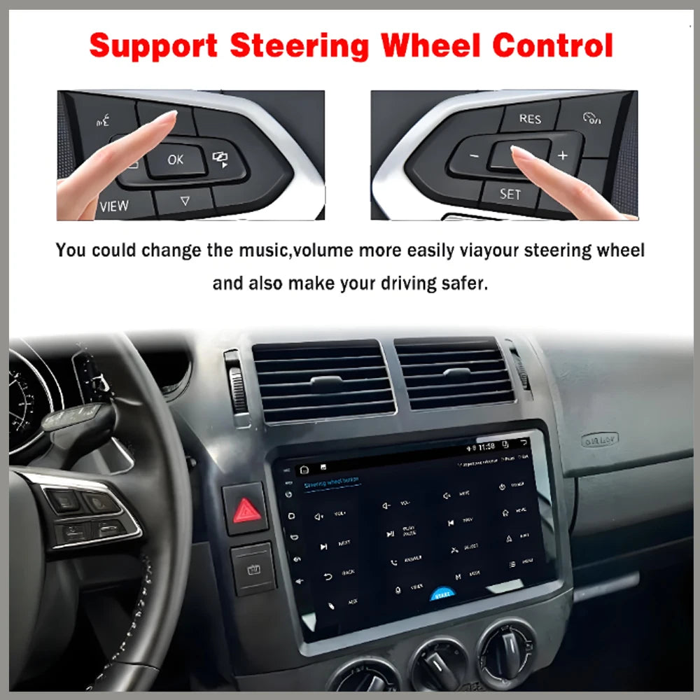 Autoradio Android 16 pour Volkswagen VW Polo MK4 6Q 9N 9N3 2004-2009 Lecteur multimédia Stéréo auto WiFi Navigation autoradio 4G